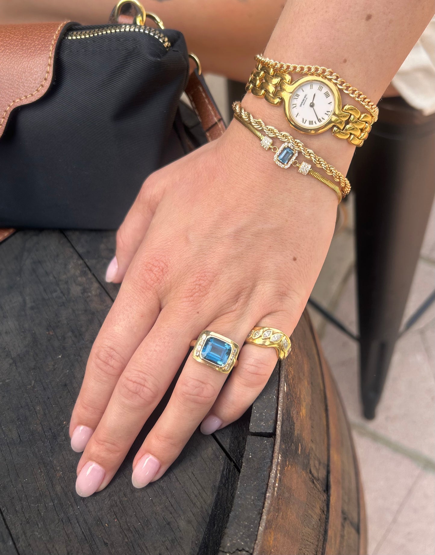 14ct Gold Swiss Topaz Diamond Ring