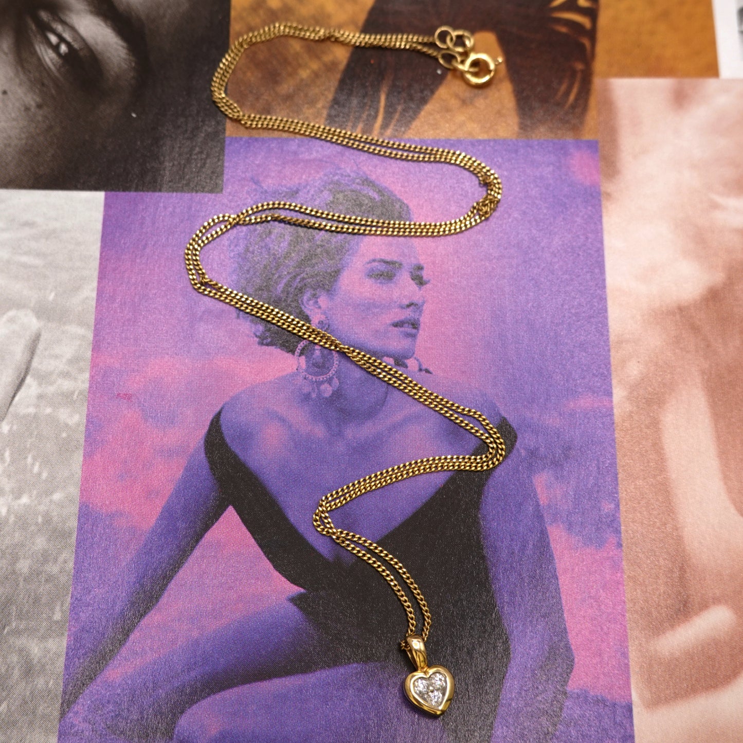 18ct Gold Miniature Heart & Diamond Pendant Necklace