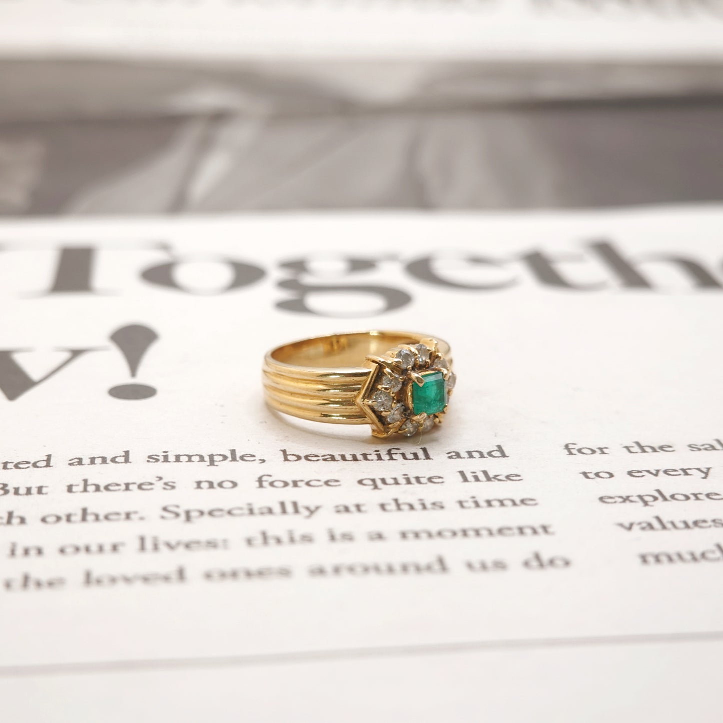 18ct Gold Emerald and Diamond Ring