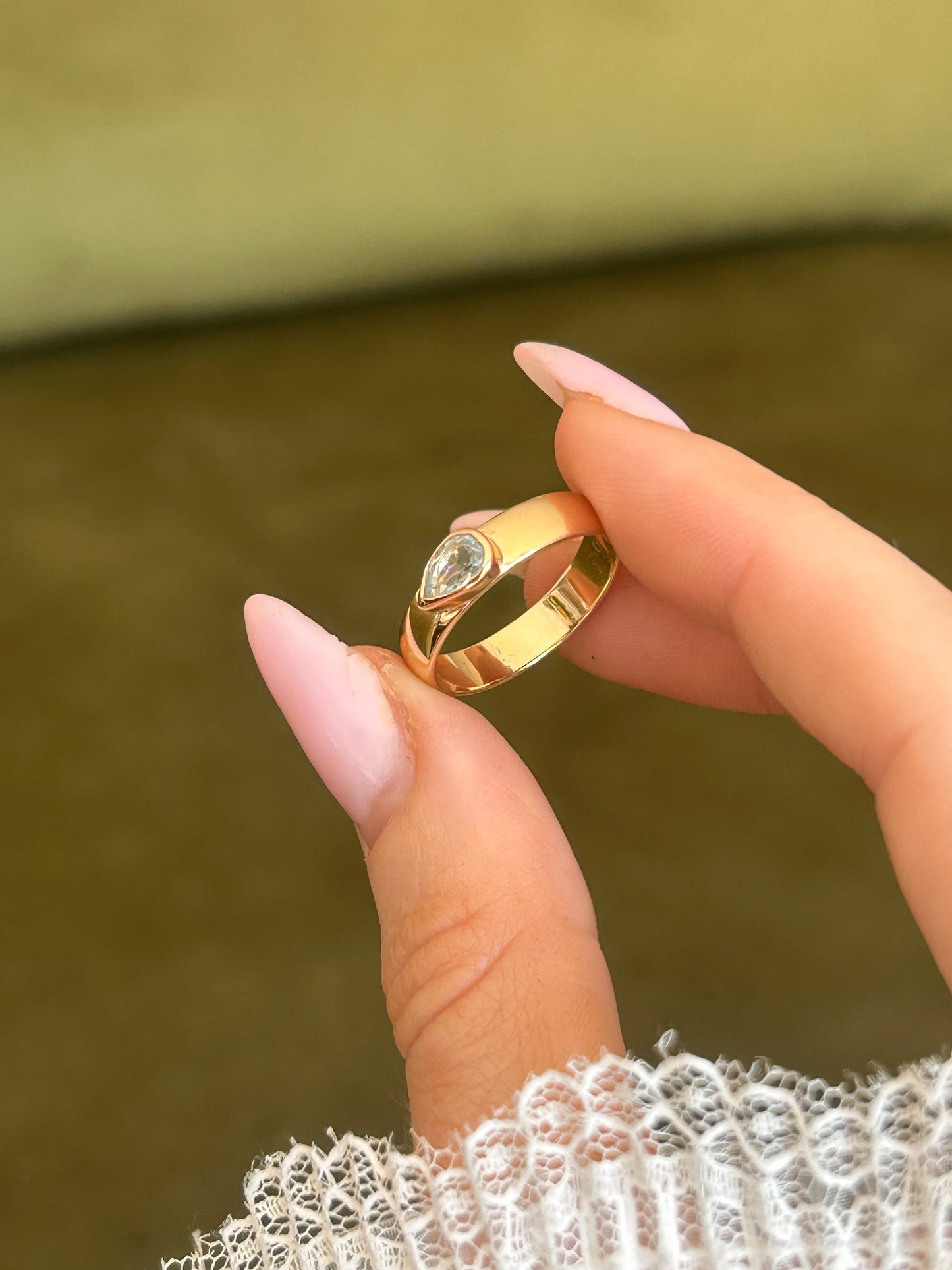 9ct Gold Aquamarine Bezel-Set Band Ring