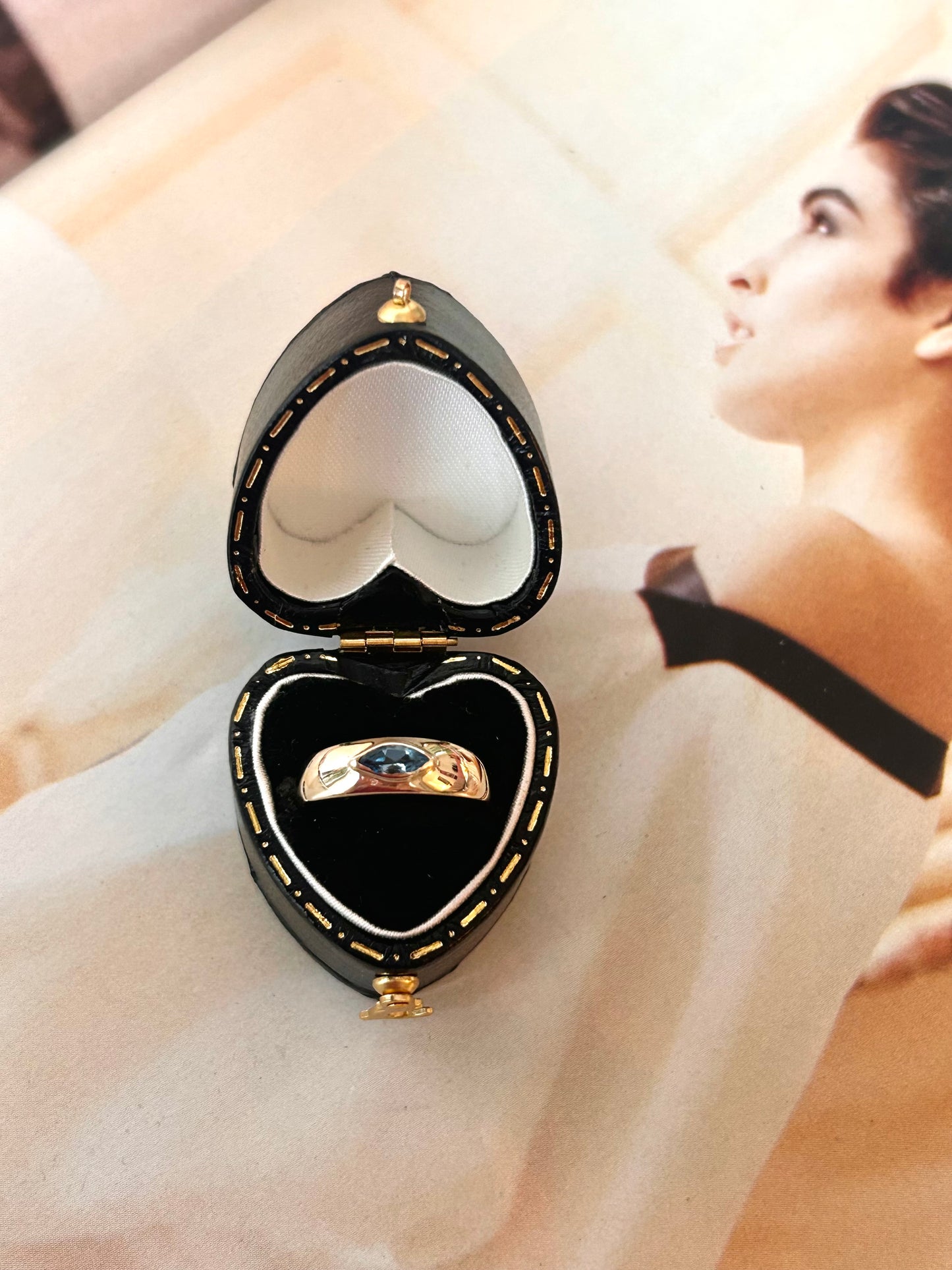 9ct Gold Blue Topaz Band Ring