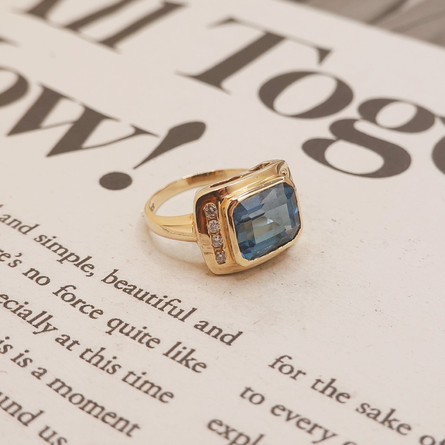 14ct Gold Swiss Topaz Diamond Ring