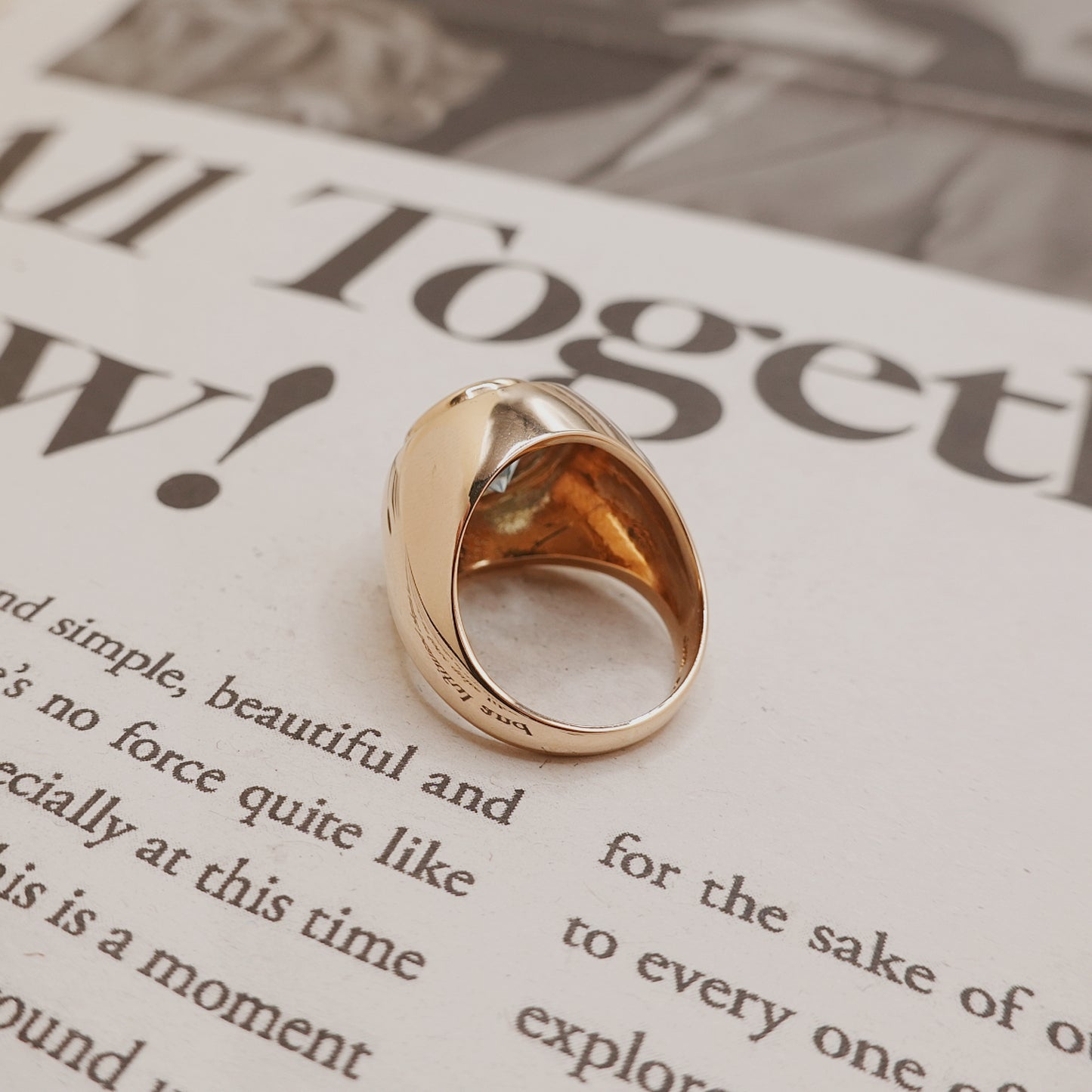 14ct Gold Chunky Signet Blue Topaz Ring