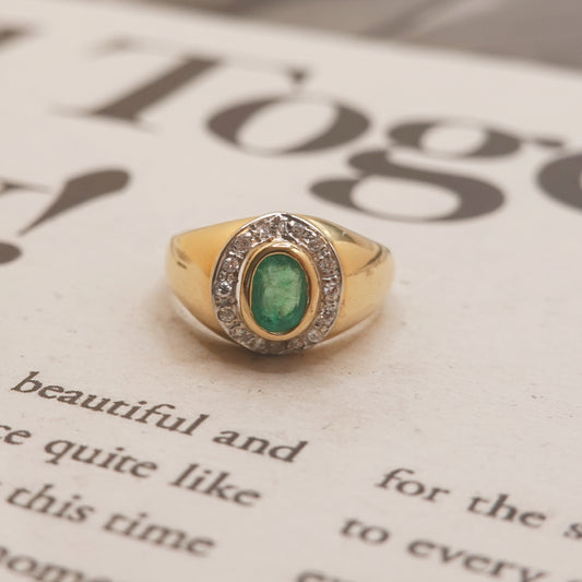 18ct Gold Emerald and Diamond Ring
