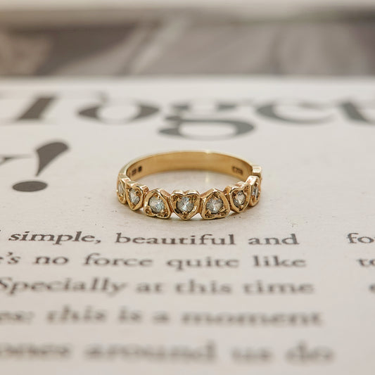 1980’s 9ct Gold White Sapphire Heart Half Eternity Ring