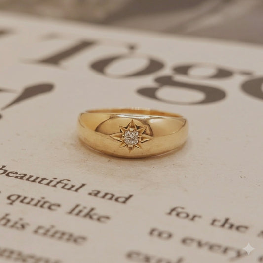 18ct Gold Vintage Diamond Gypsy Ring