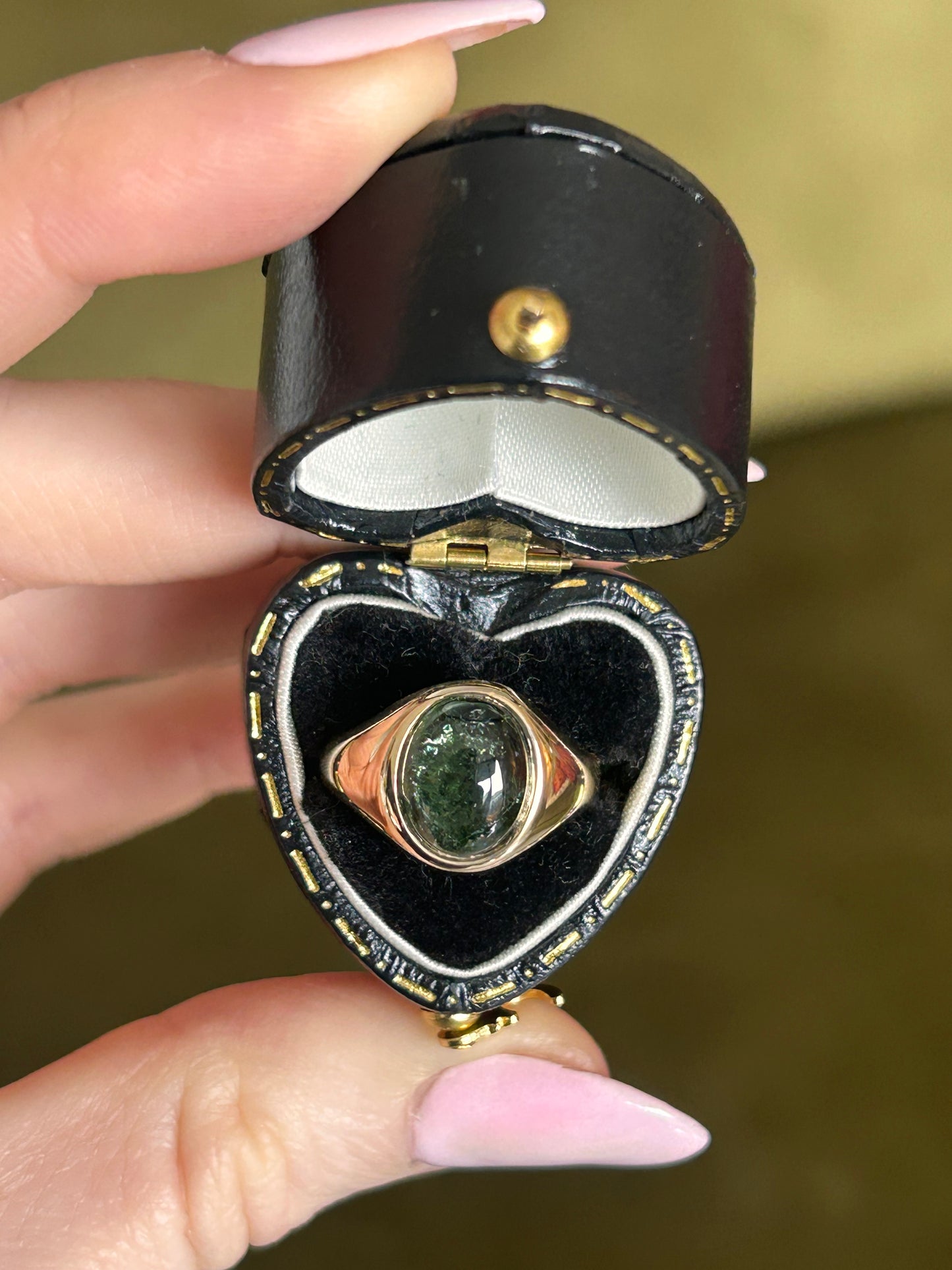 Vintage 9ct Gold Tourmaline Signet Ring