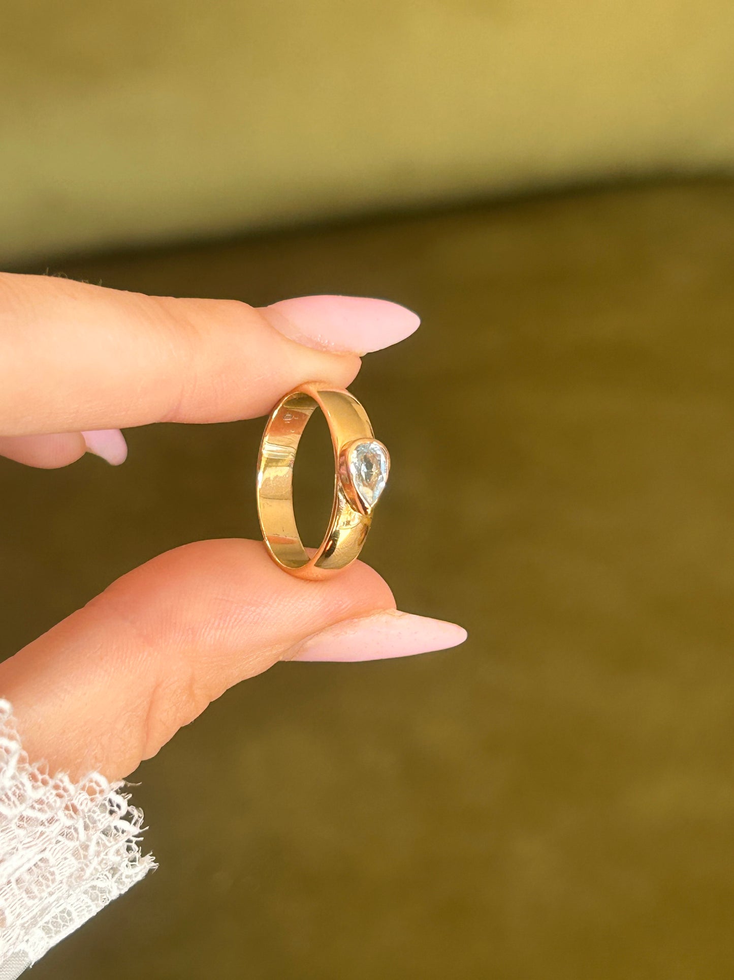 9ct Gold Aquamarine Bezel-Set Band Ring