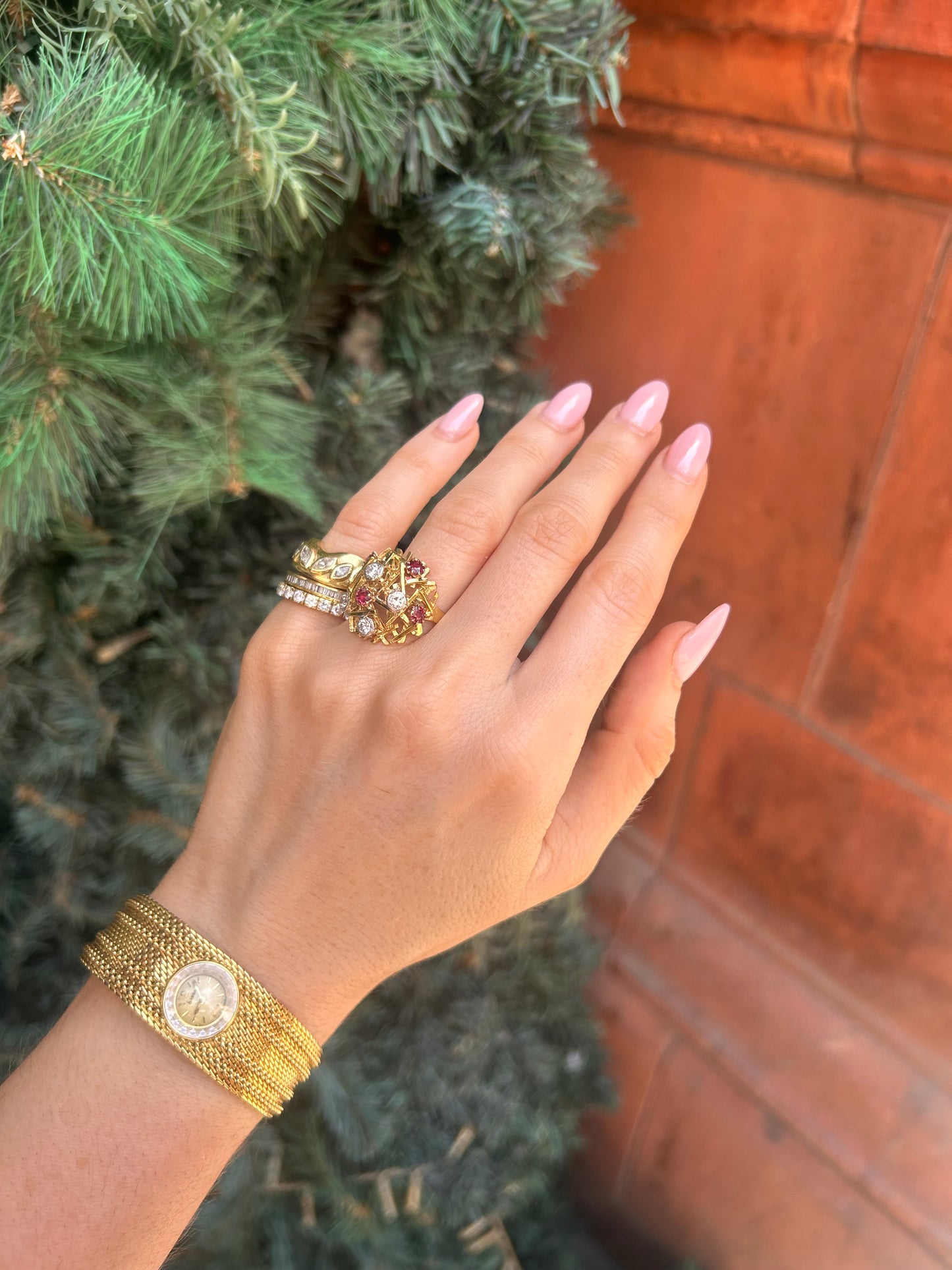 Brutalist 1960's 18ct Gold Ruby and Diamond Dress Ring