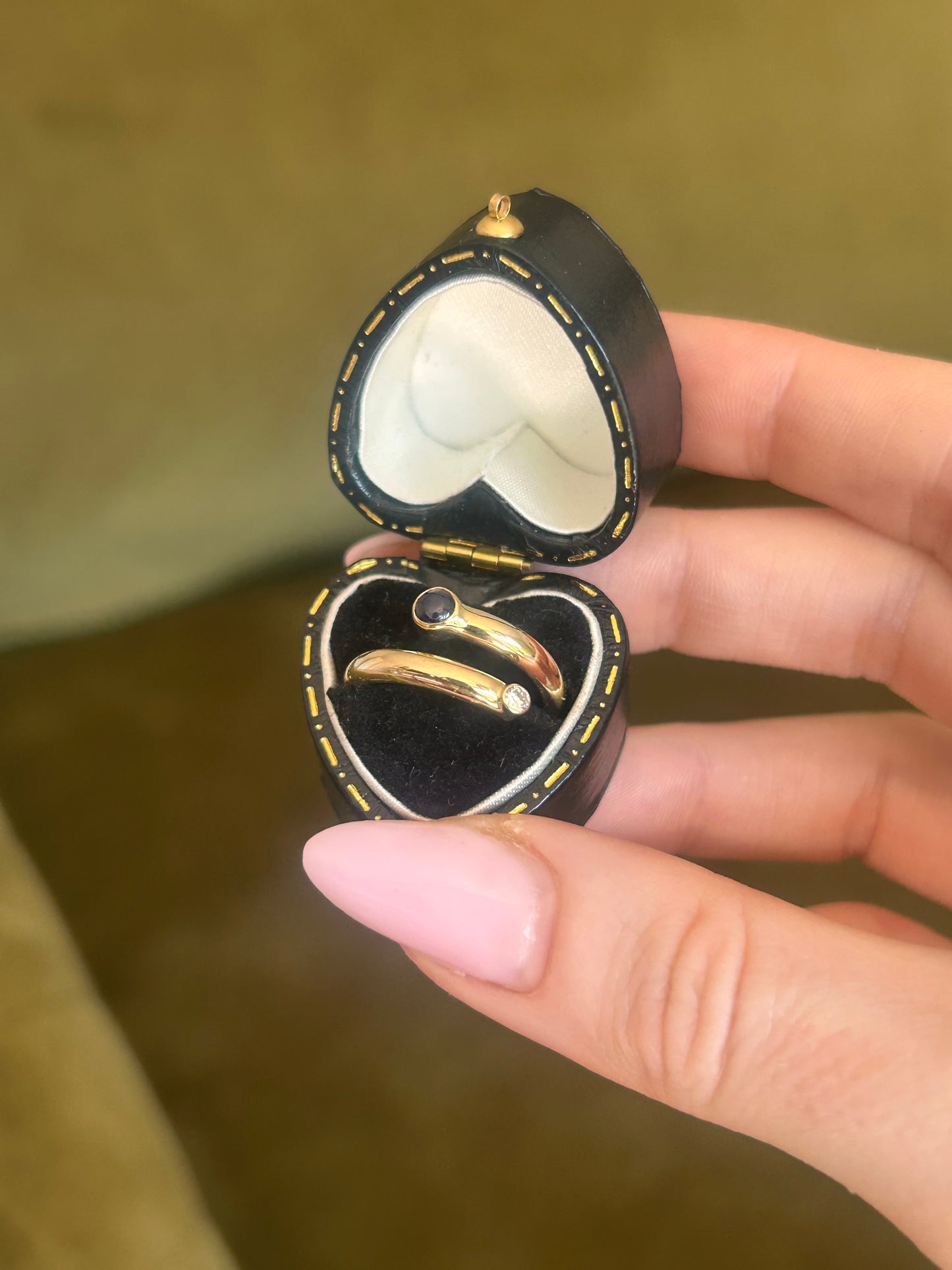 1990's 9ct Gold Sapphire and Diamond Wrap Ring