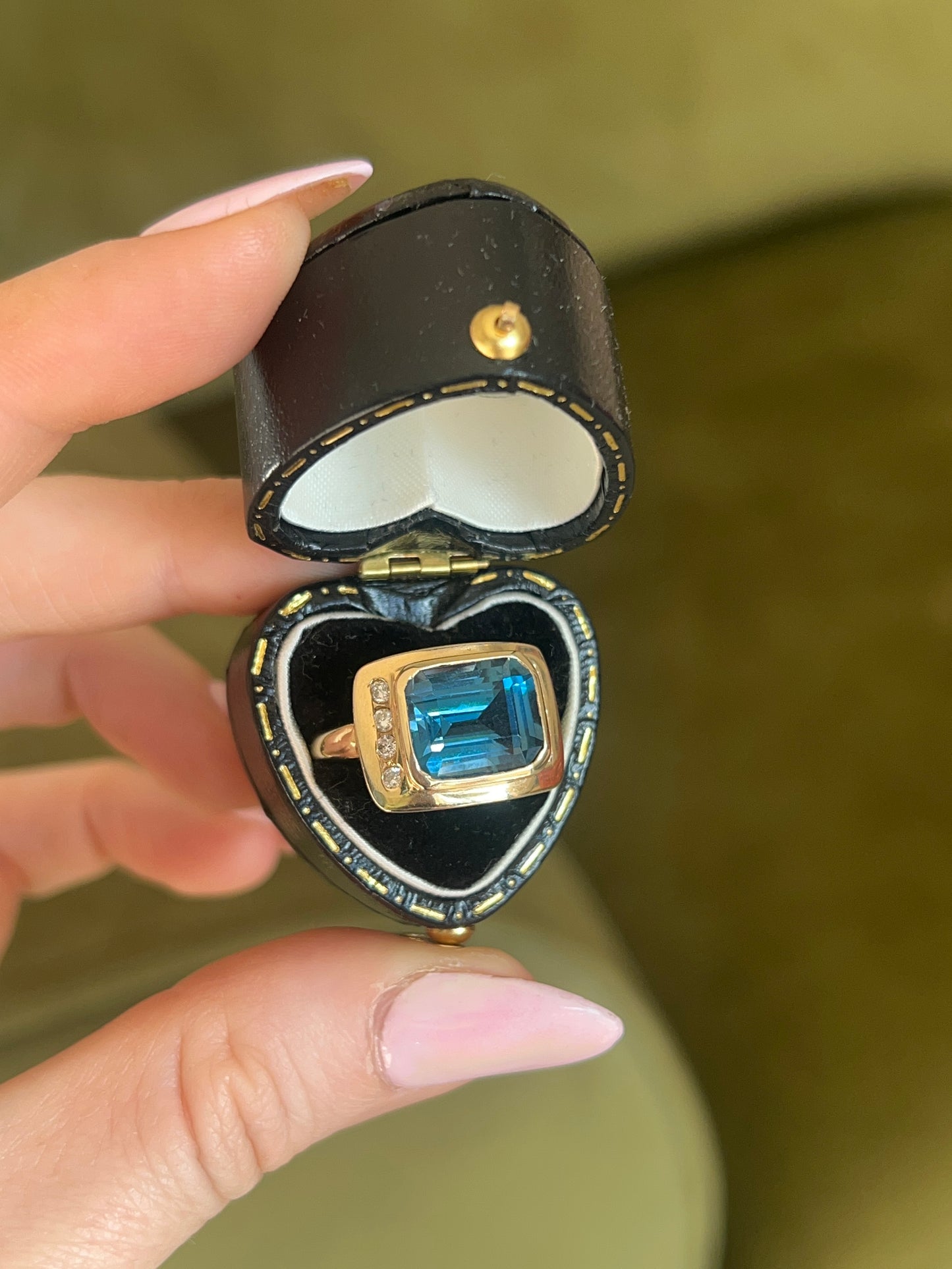 14ct Gold Swiss Topaz Diamond Ring