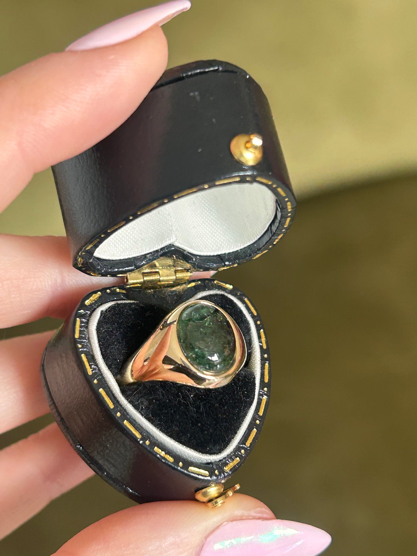 Vintage 9ct Gold Tourmaline Signet Ring