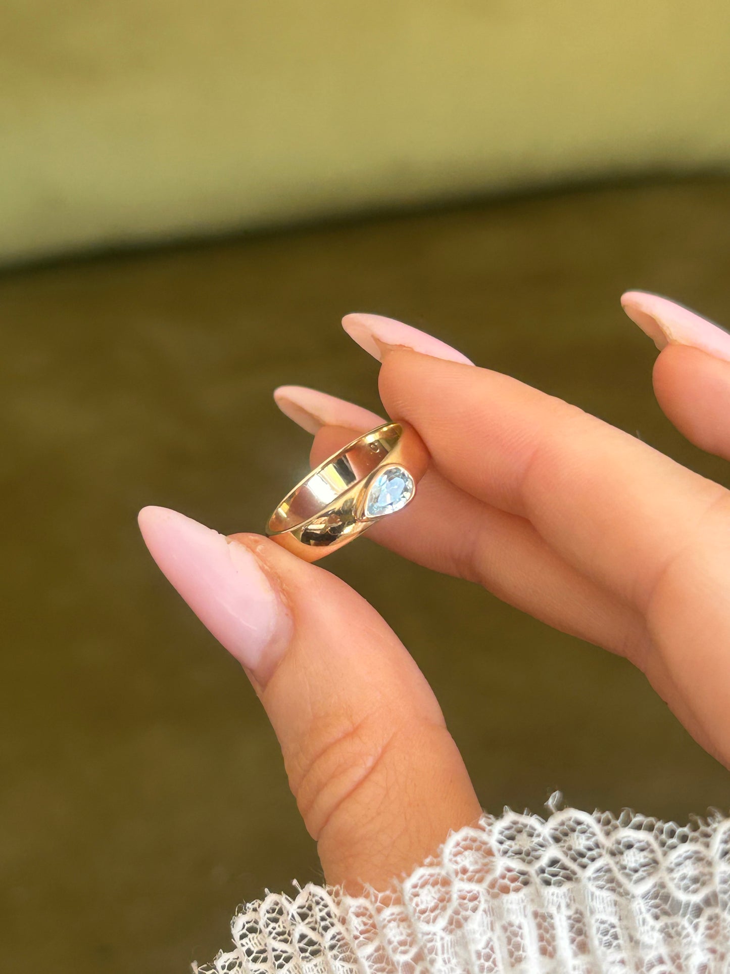 9ct Gold Aquamarine Bezel-Set Band Ring