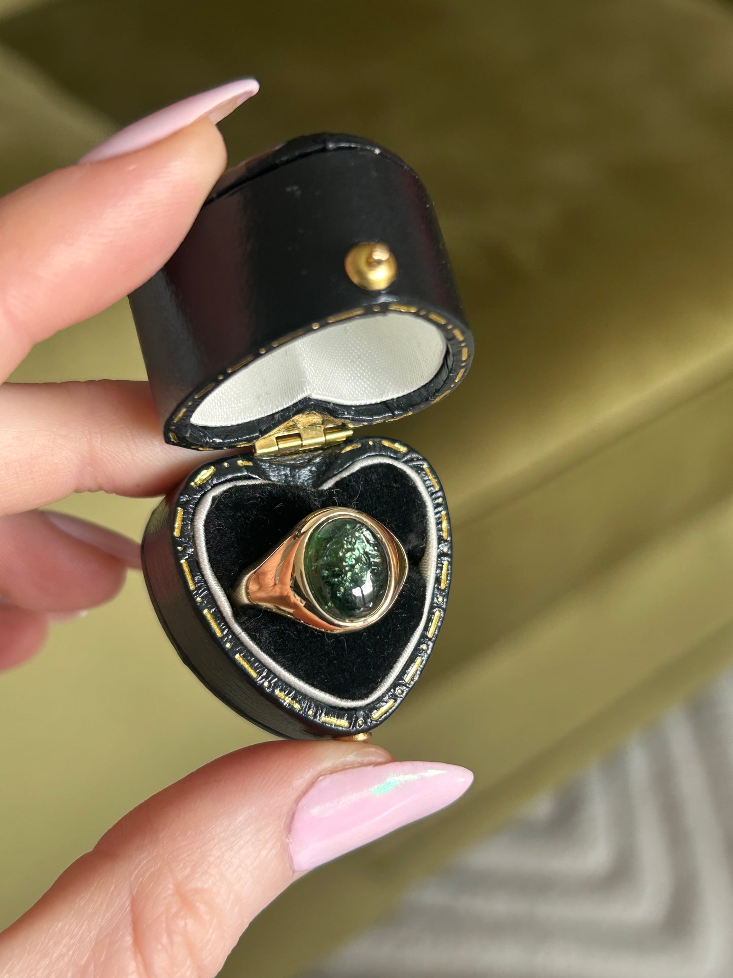 Vintage 9ct Gold Tourmaline Signet Ring
