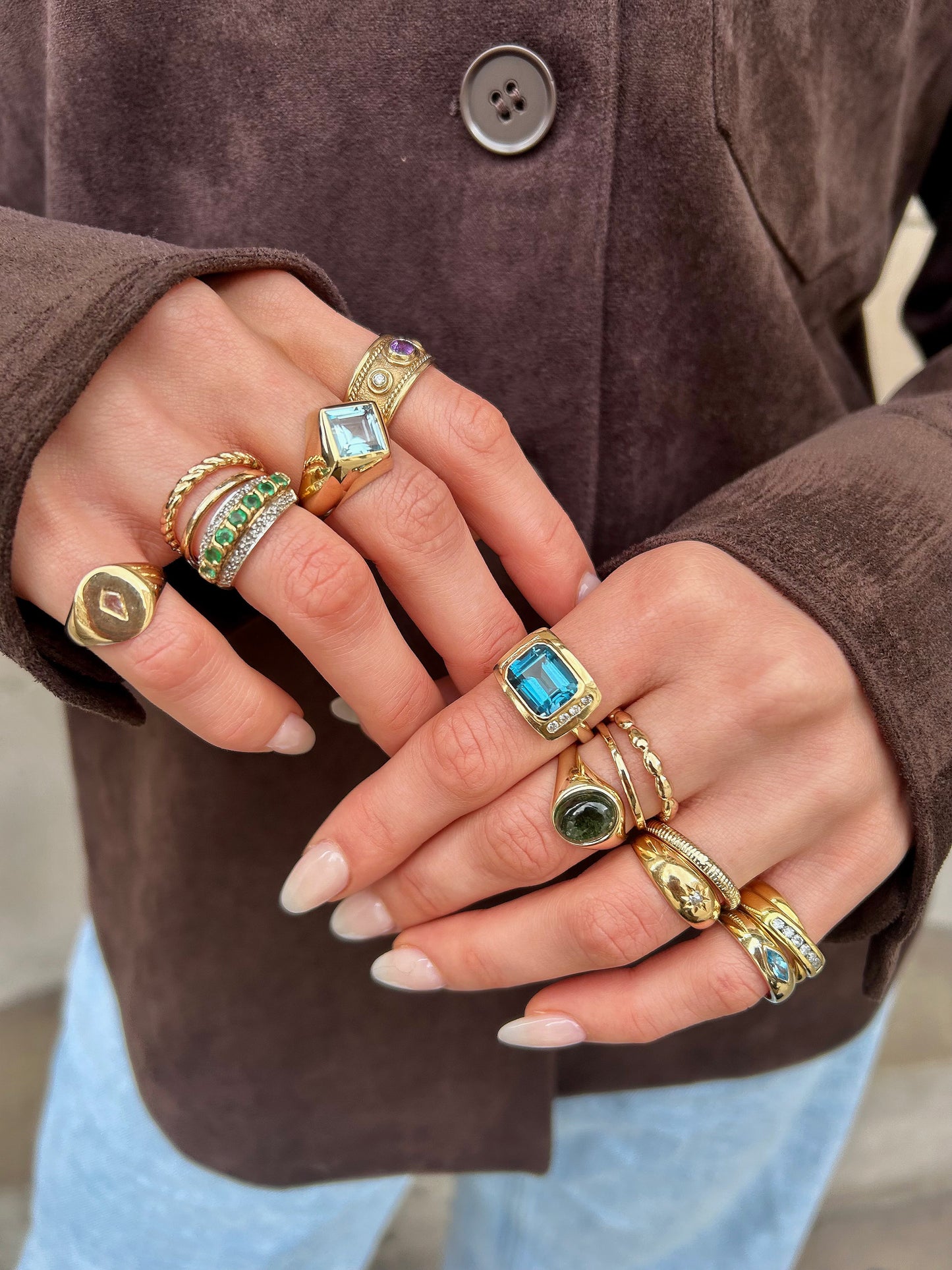 14ct Gold Swiss Topaz Diamond Ring