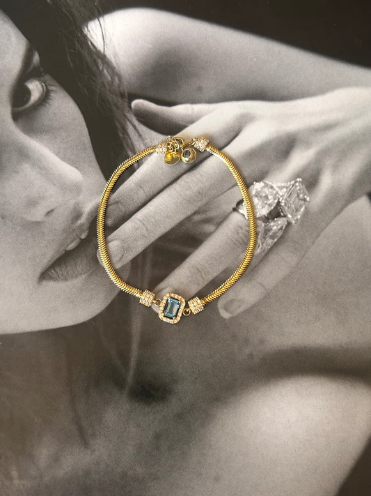 14ct Gold Aquamarine Bracelet