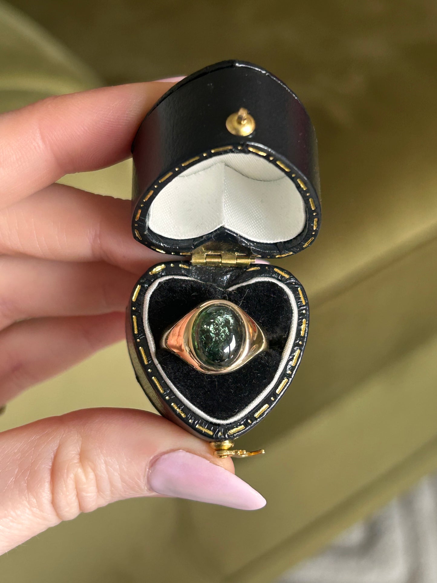 Vintage 9ct Gold Tourmaline Signet Ring