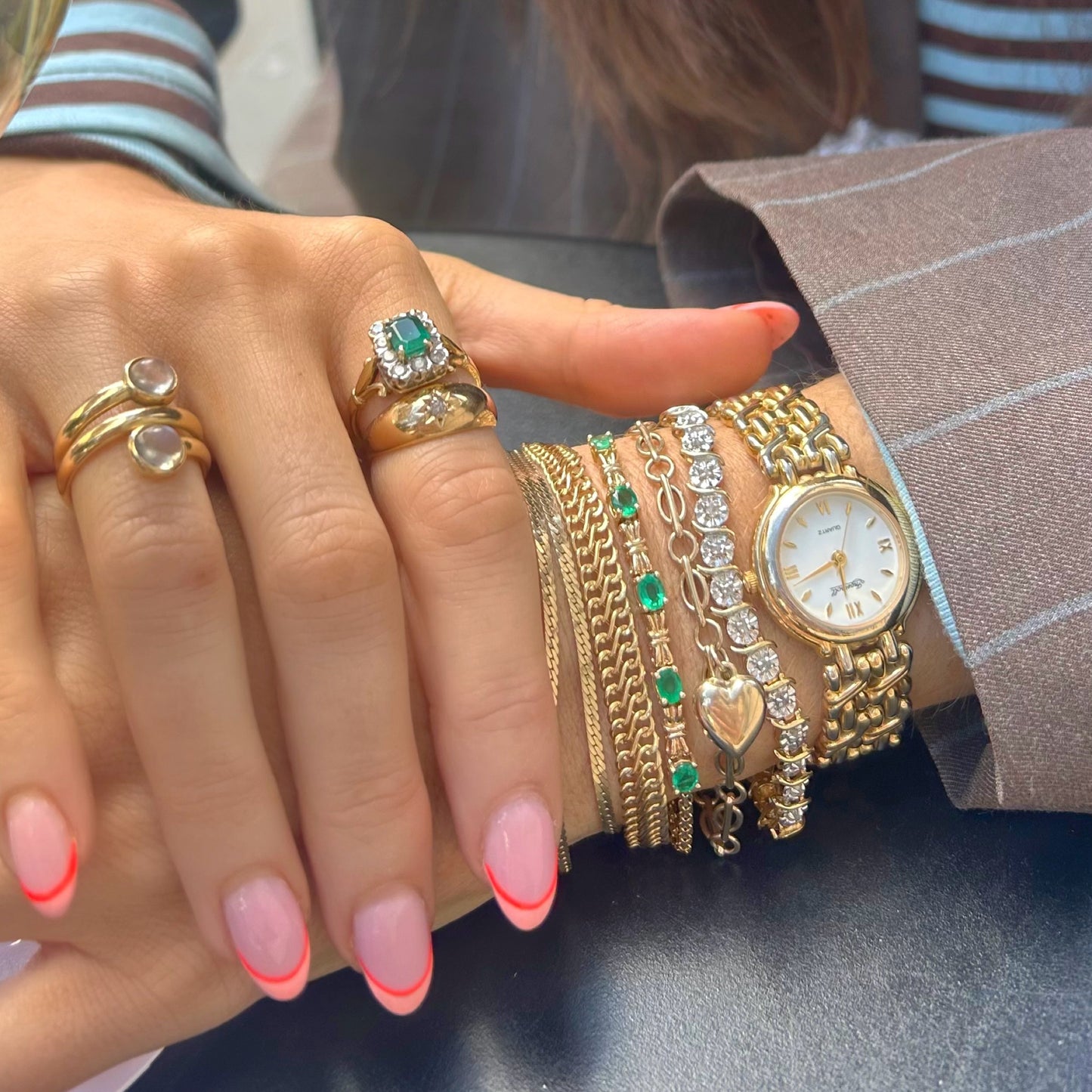 Vintage 9K Yellow Gold Link Bracelet with Heart Charm