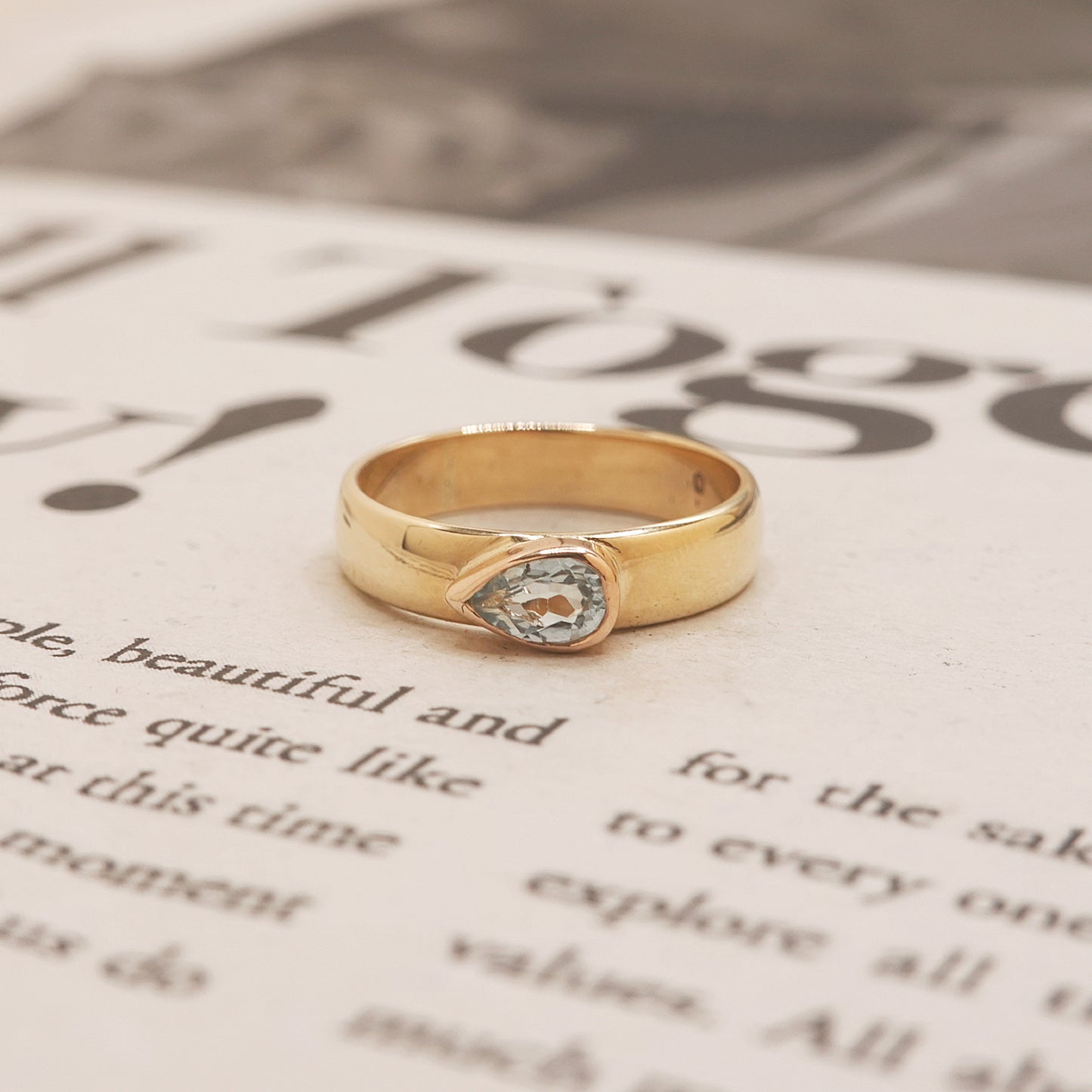 9ct Gold Aquamarine Bezel-Set Band Ring