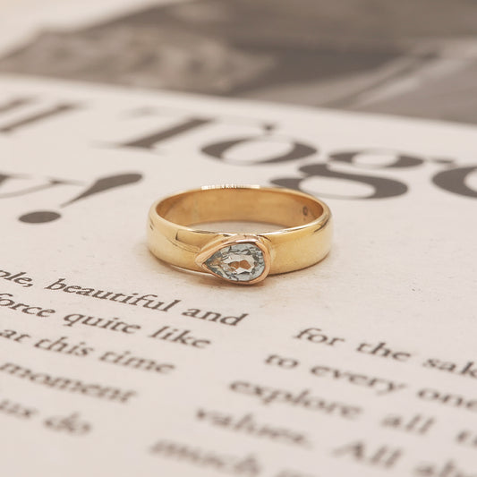 9ct Gold Aquamarine Bezel-Set Band Ring