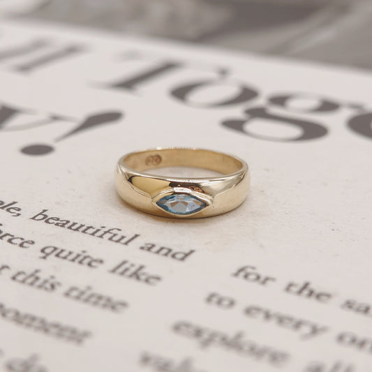 9ct Gold Blue Topaz Band Ring