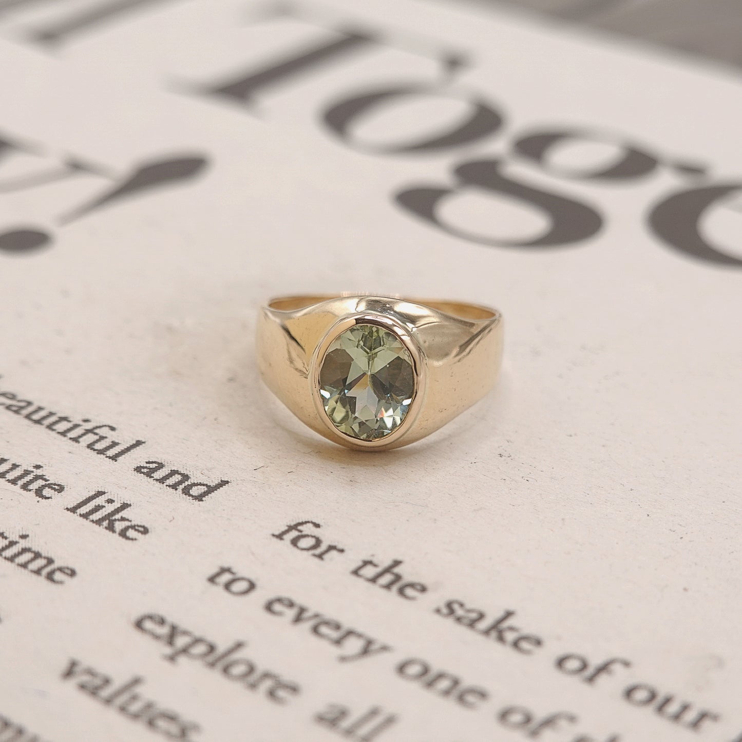 Vintage 9ct Gold Tourmaline Signet Ring