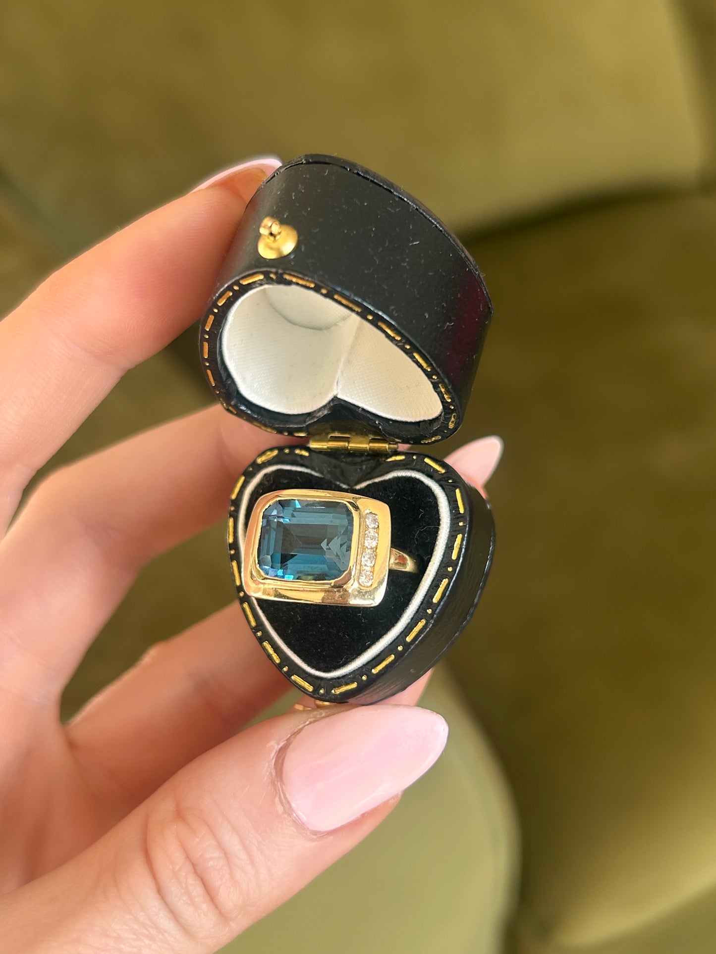 14ct Gold Swiss Topaz Diamond Ring