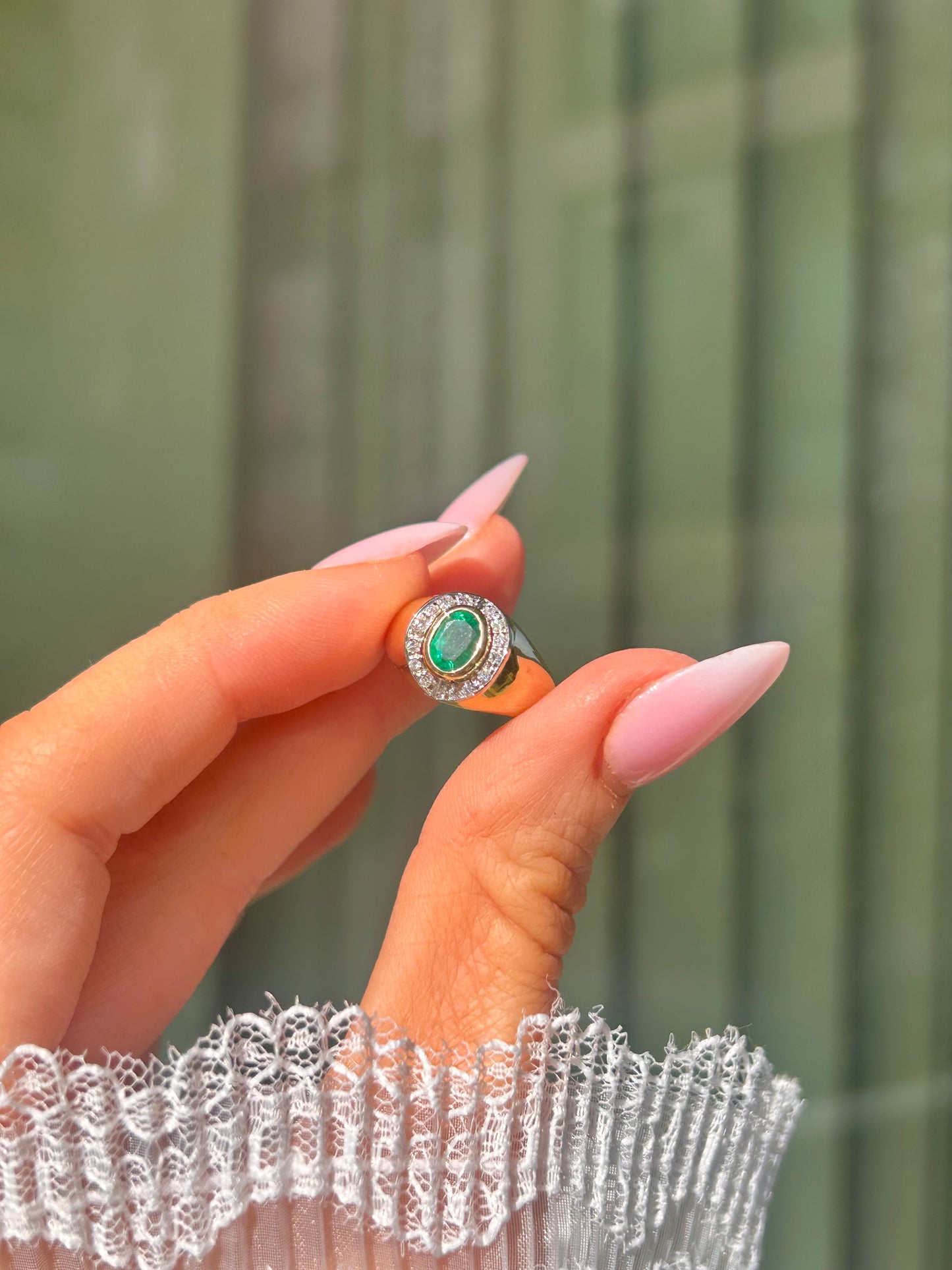 18ct Gold Emerald and Diamond Ring