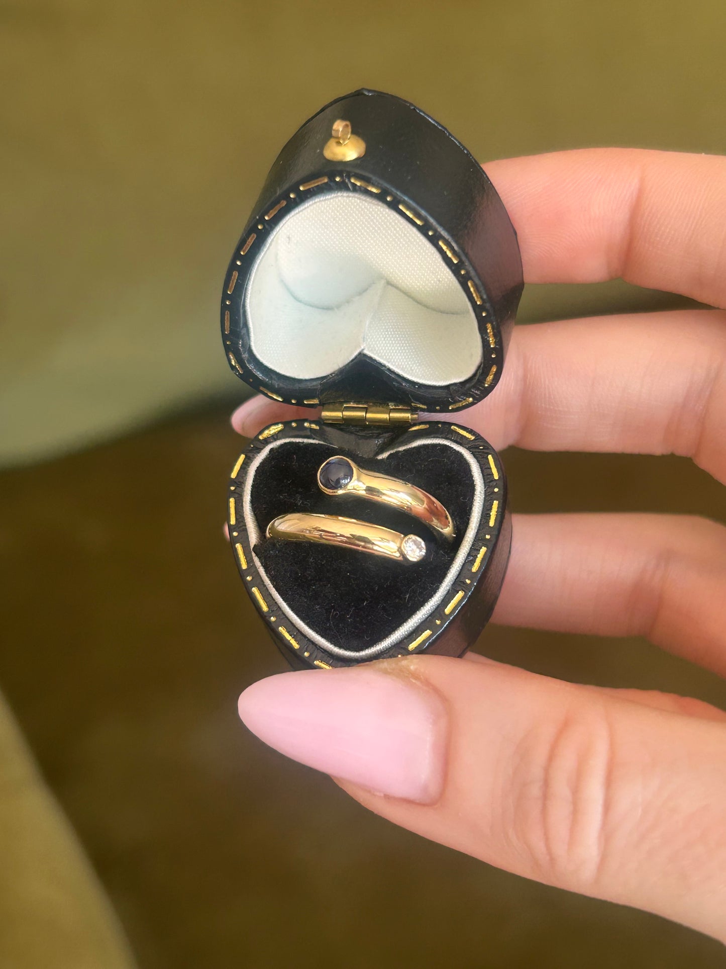 1990's 9ct Gold Sapphire and Diamond Wrap Ring