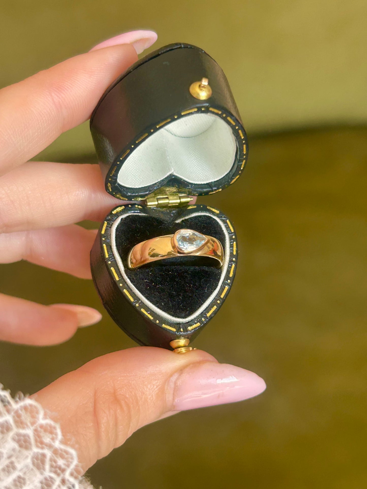 9ct Gold Aquamarine Bezel-Set Band Ring