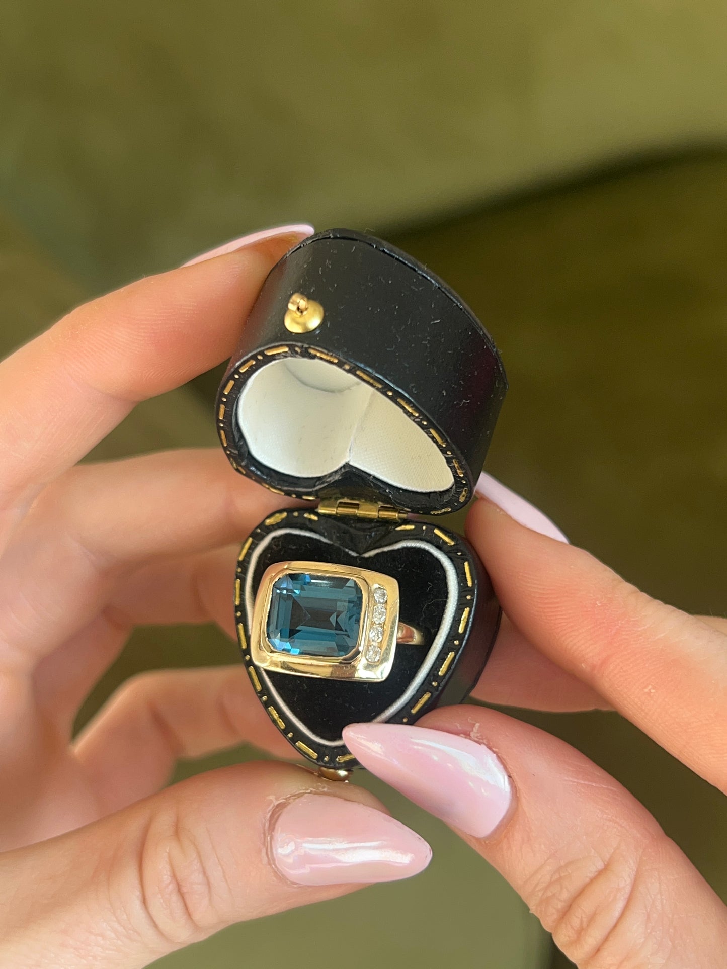 14ct Gold Swiss Topaz Diamond Ring