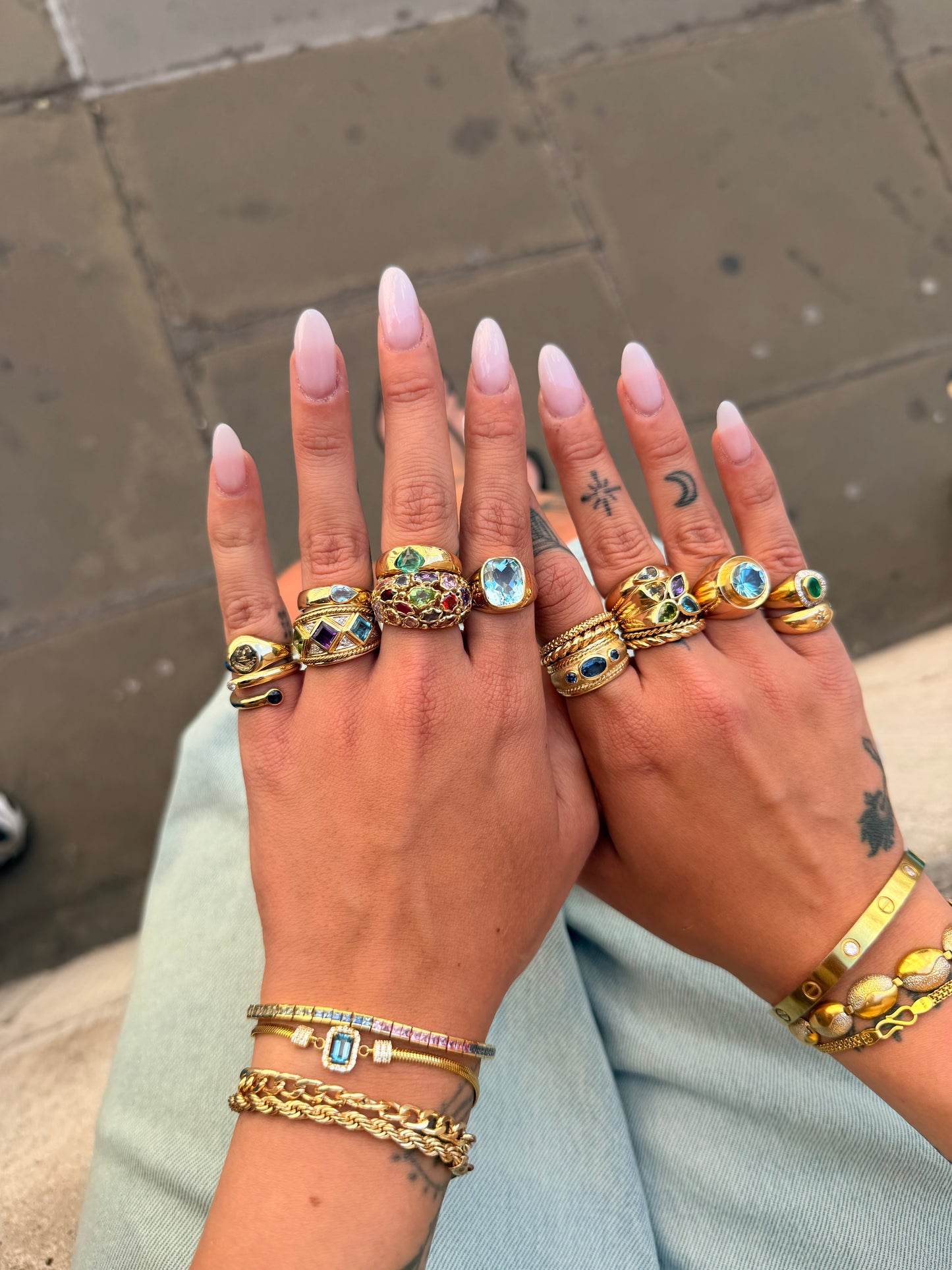 9ct Gold Aquamarine Bezel-Set Band Ring
