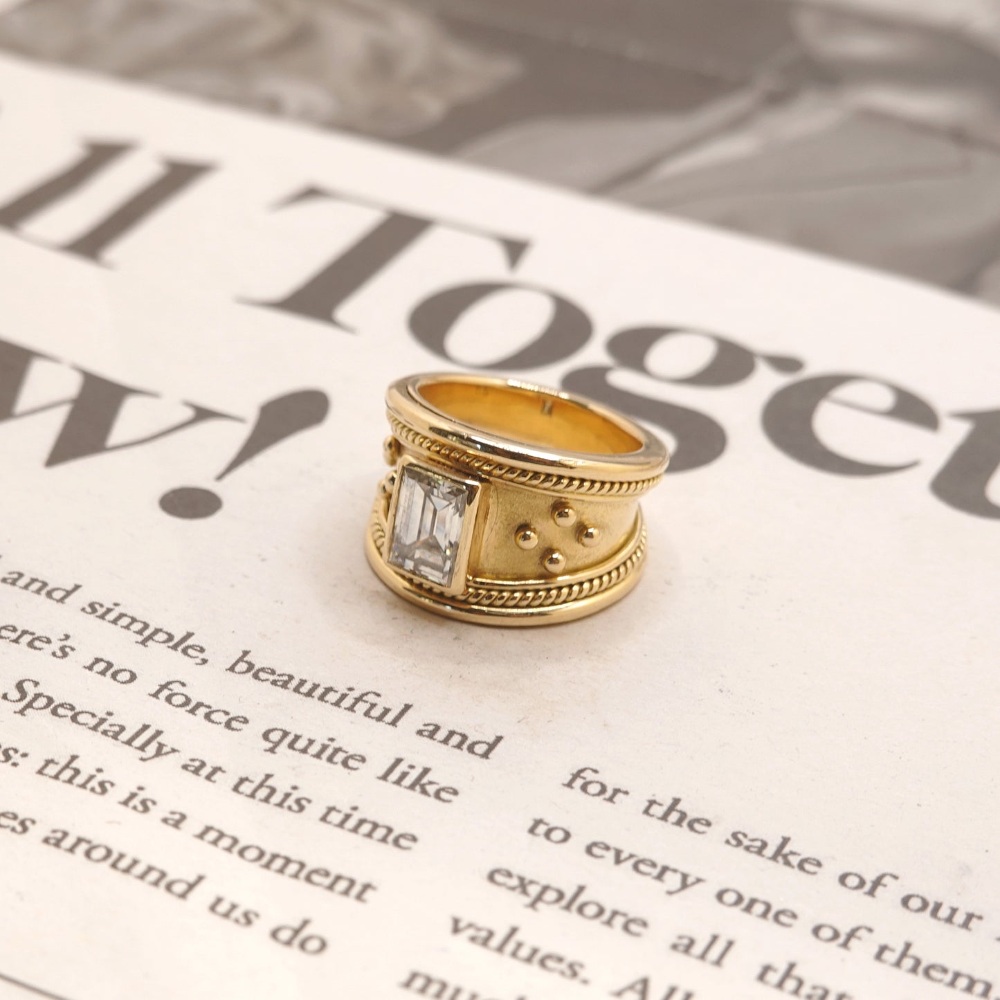 Vintage 1980’s 18ct Gold 2ct Baguette Cut Diamond Ring