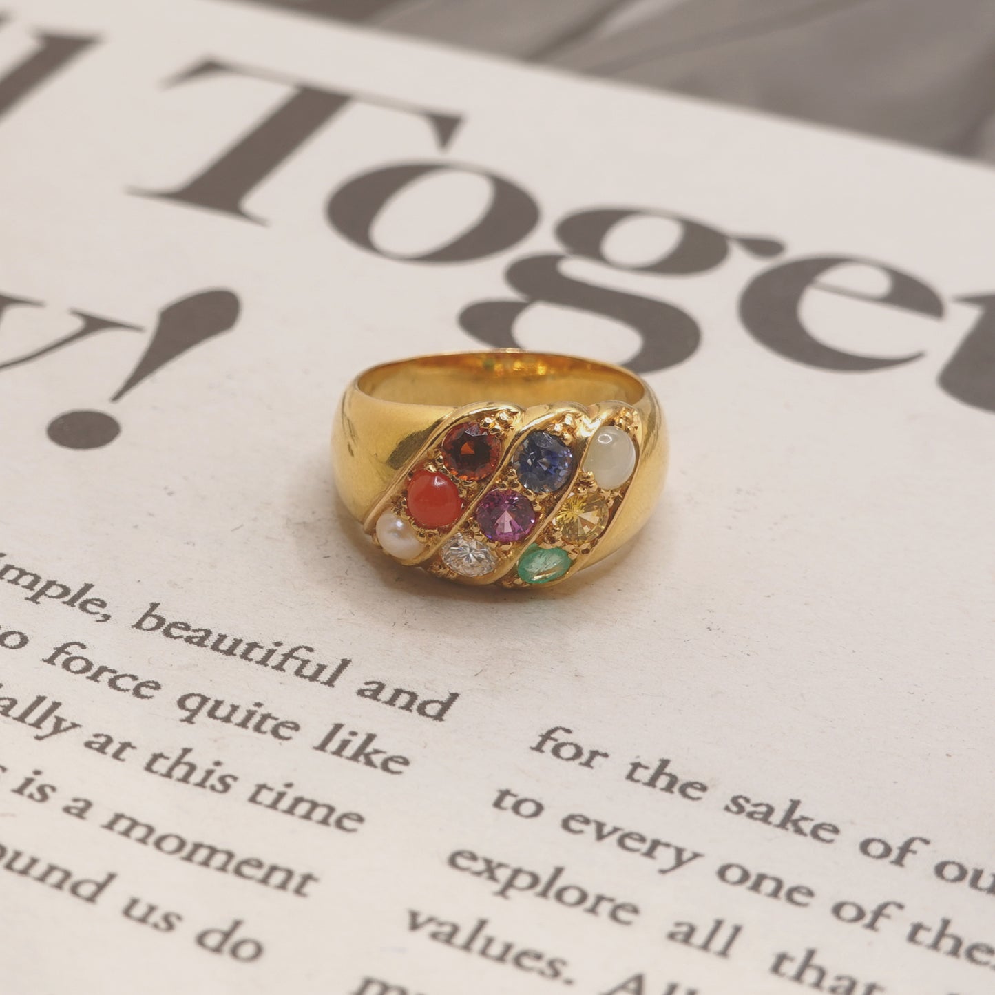 Vintage 21ct Gold Harlequin Planetary Ring