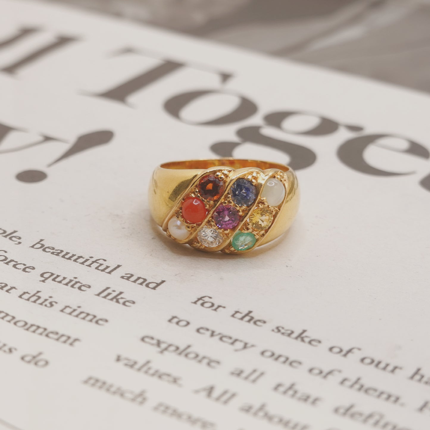 Vintage 21ct Gold Harlequin Planetary Ring