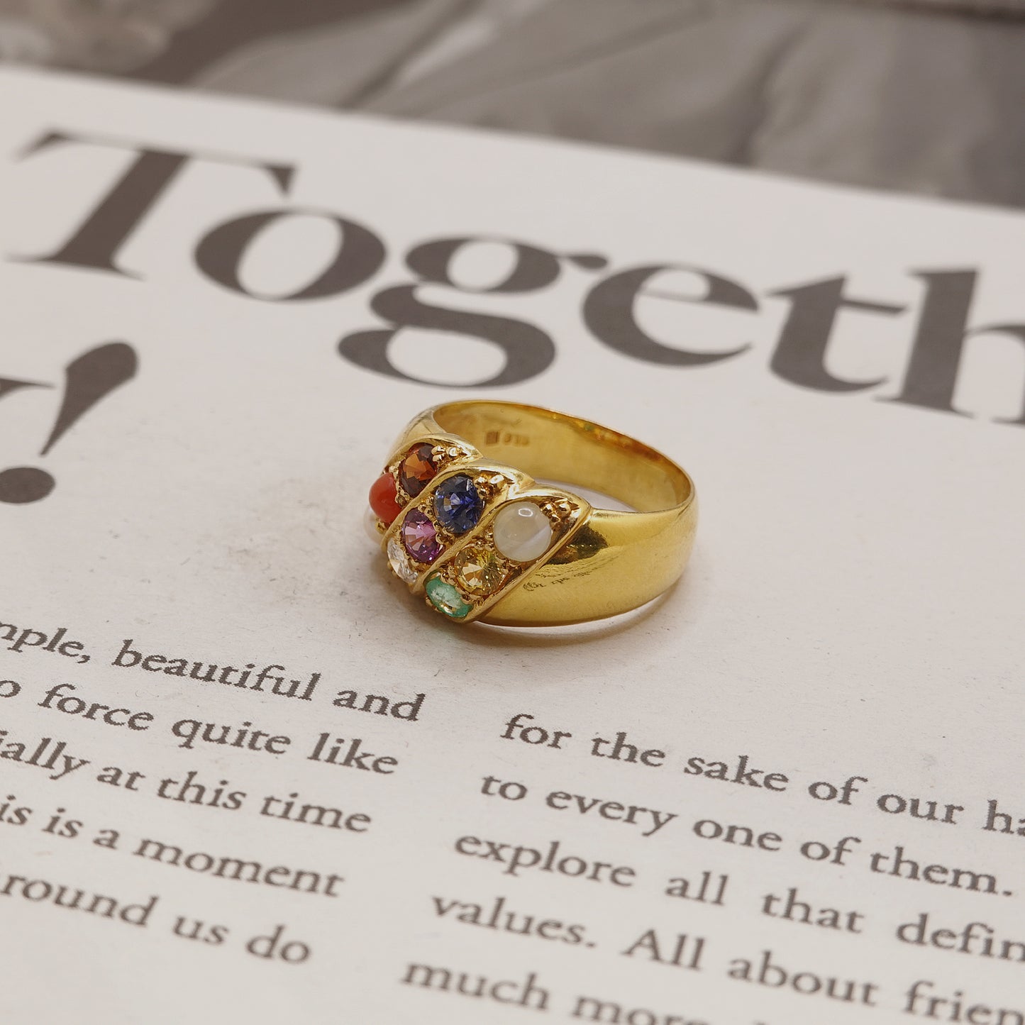 Vintage 21ct Gold Harlequin Planetary Ring