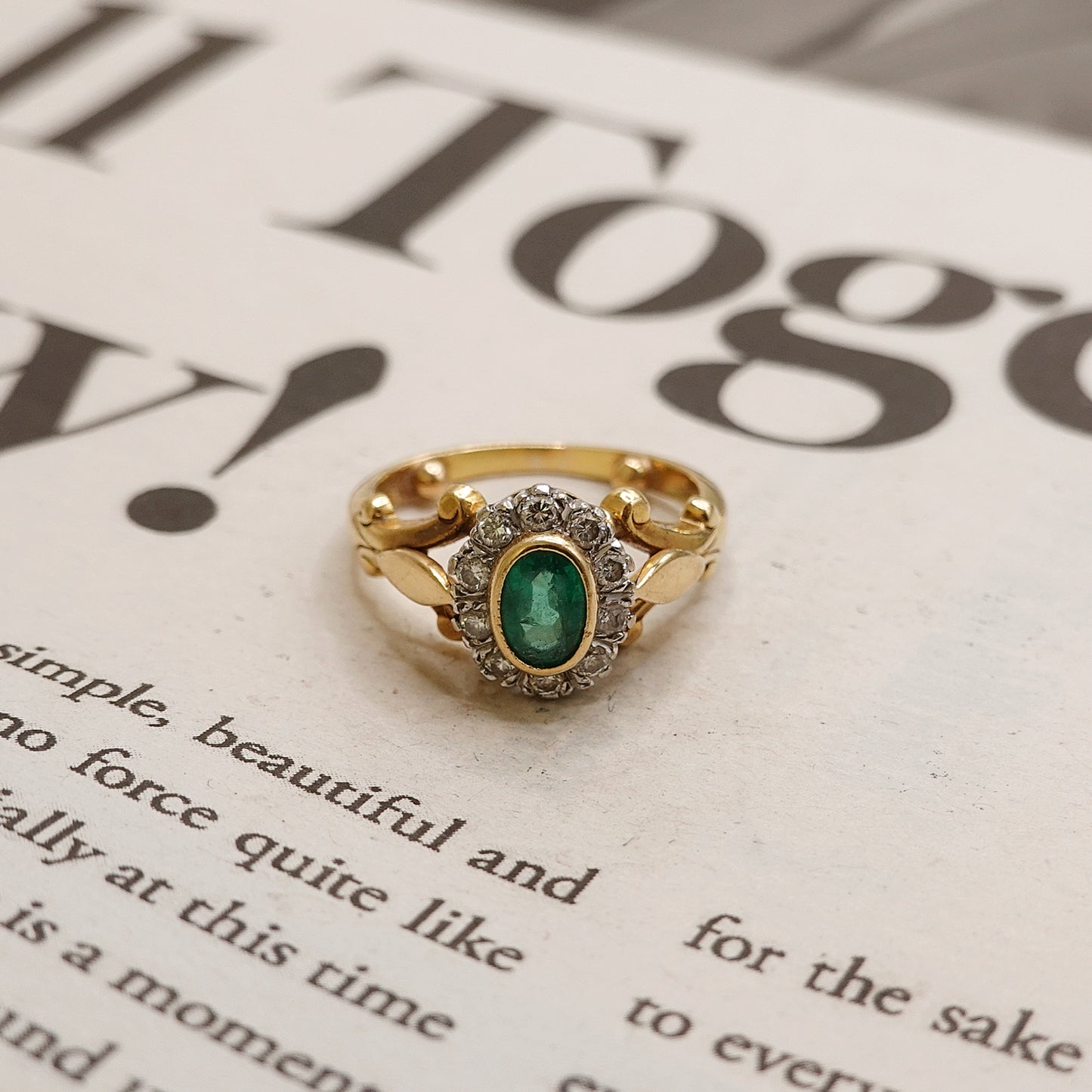 18ct Gold Vintage Emerald and Diamond Ring