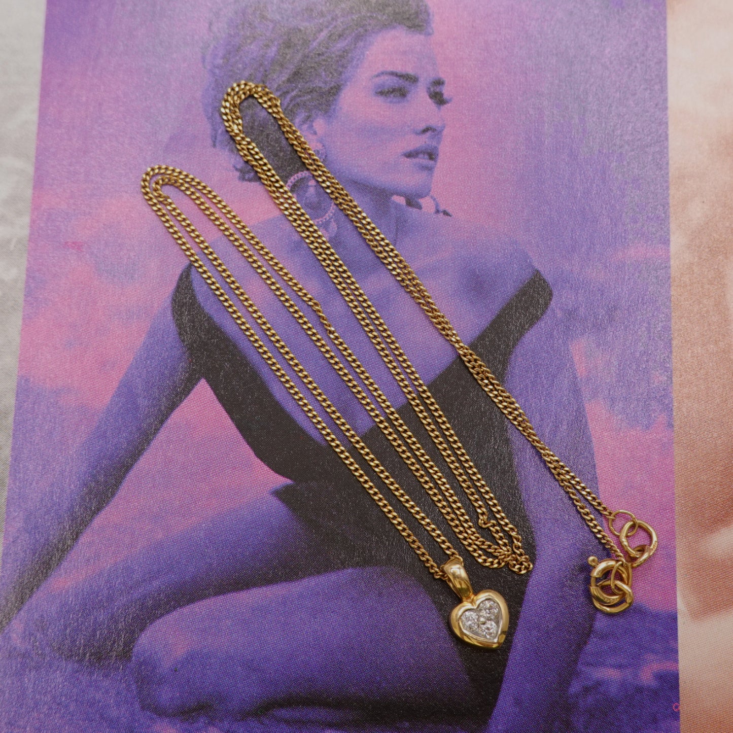 18ct Gold Miniature Heart & Diamond Pendant Necklace