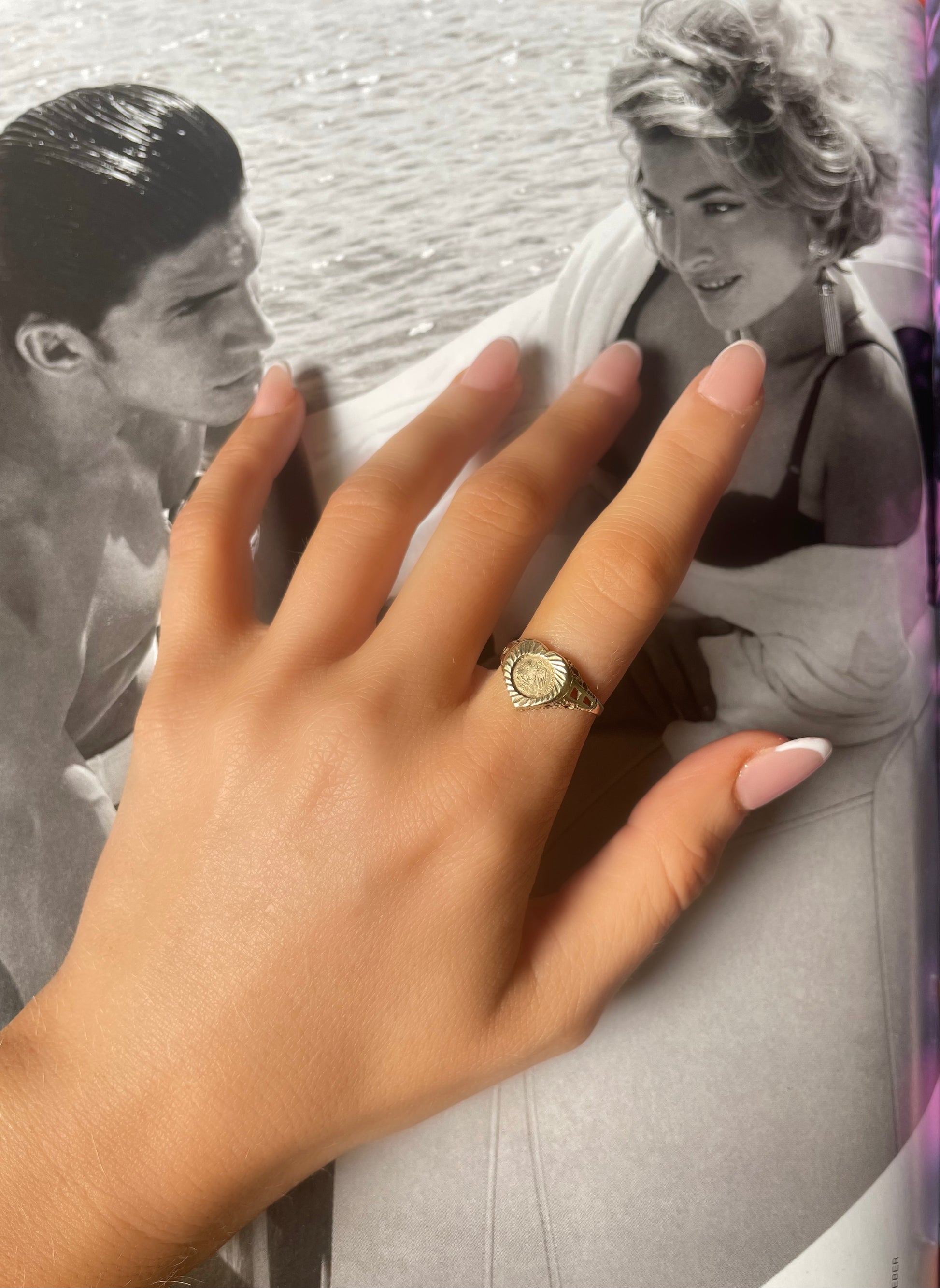 Ladies gold sovereign ring on sale